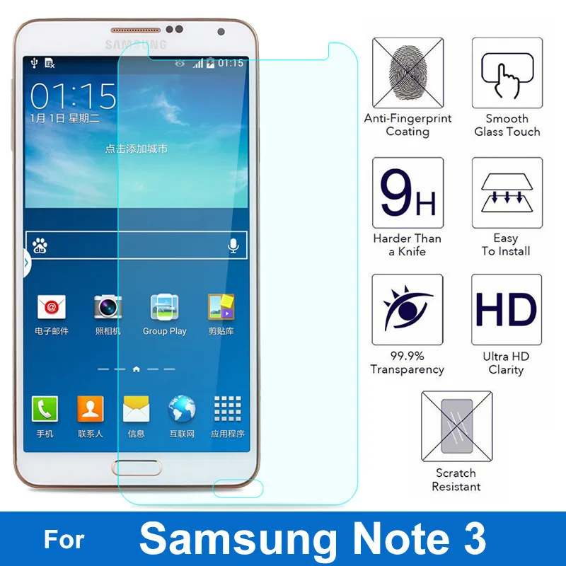 2 шт. 9H прозрачное закаленное стекло для Samsung Galaxy Note 3 4 5 2.5D Защитная пленка экрана