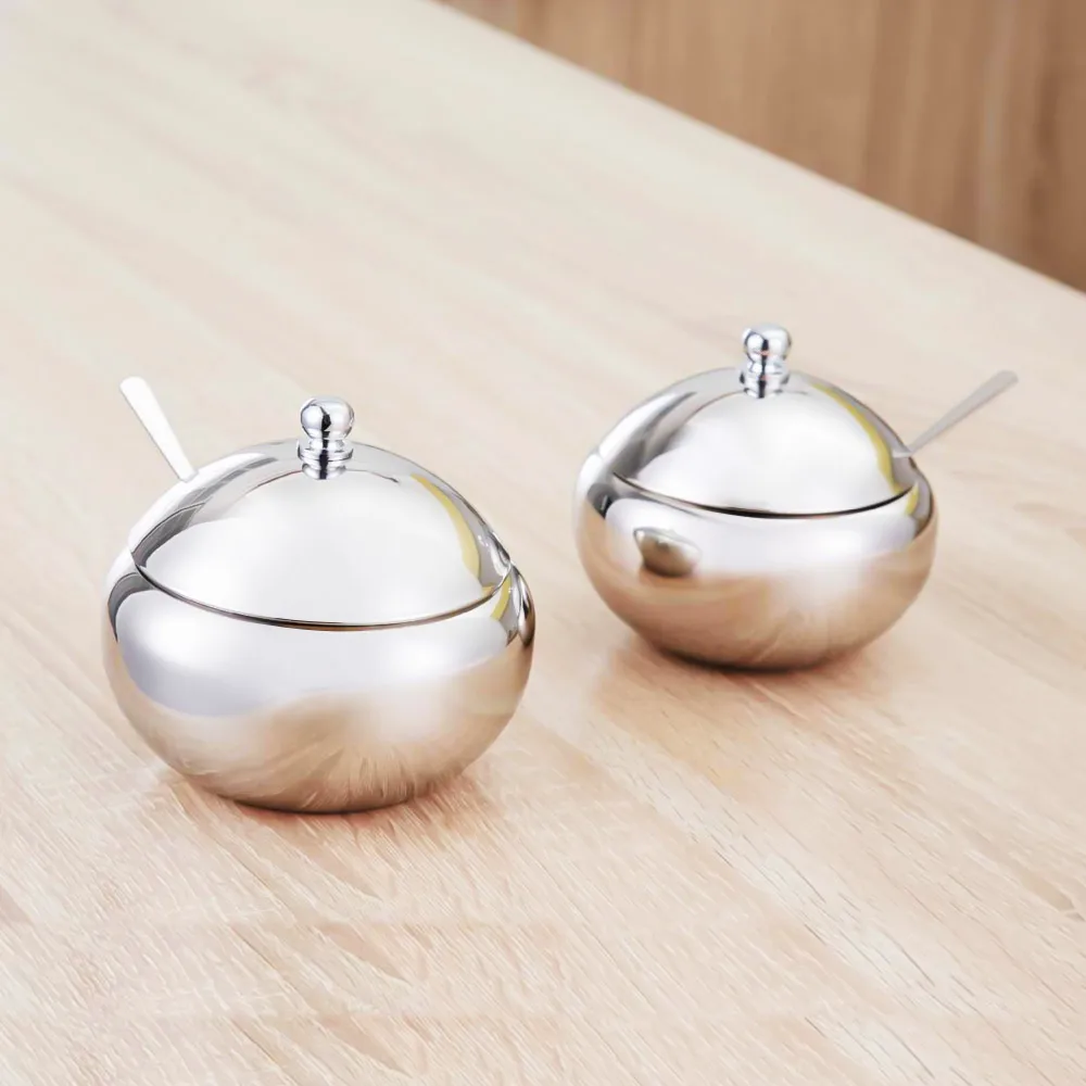 Сахарница графинчик из нержавеющей стали с крышкой и ложкой солевой шейкер соус