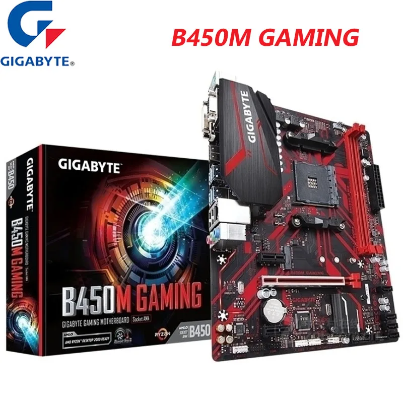 Gigabyte GA B450M GAMING (rev. 1 0) Материнская плата AMD B450 /2 DDR4 DIMM /M.2 /USB3.1 /Micro ATX/Новая/Max 32G