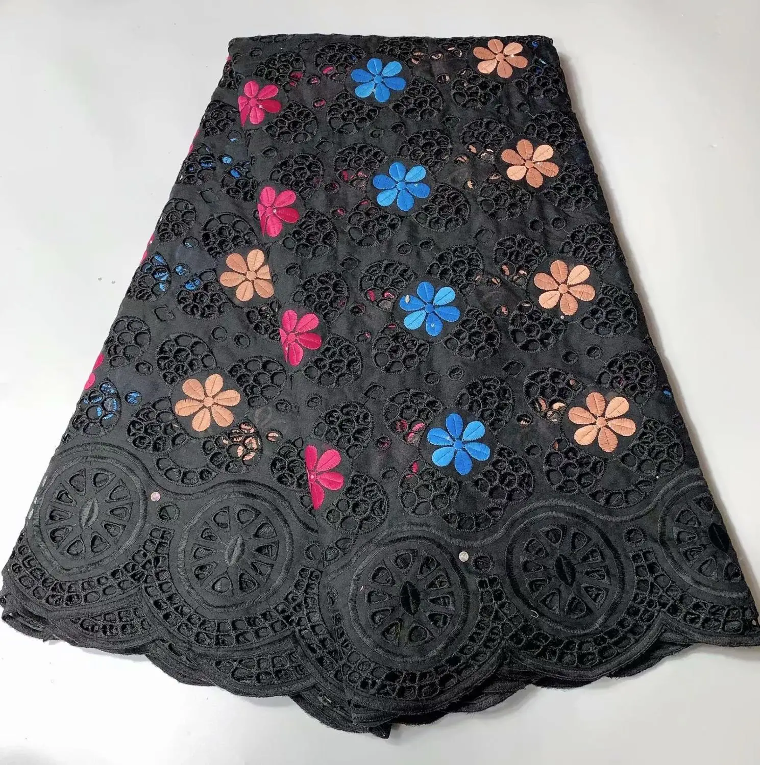 Yellow African 100% Cotton Lace Fabric Latest Swiss Voile In Switzerland With Stones For Men Women Dress Party FYIN123 | Дом и сад