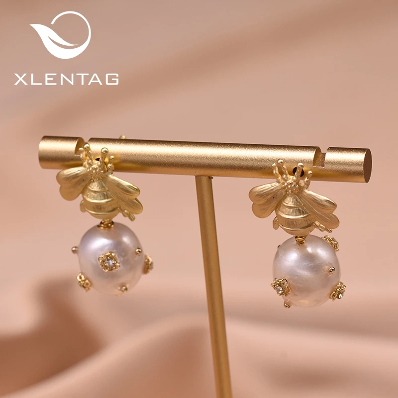 Серьги Xlentag GE0665B женские с натуральным пресноводным жемчугом висячие ювелирные