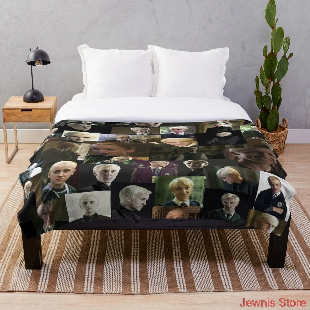 

Draco Malfoy collage Blanket Warm Cozy Letter Throw Blanket Print on Demand Sherpa Blankets for Sofa Thin Quilt