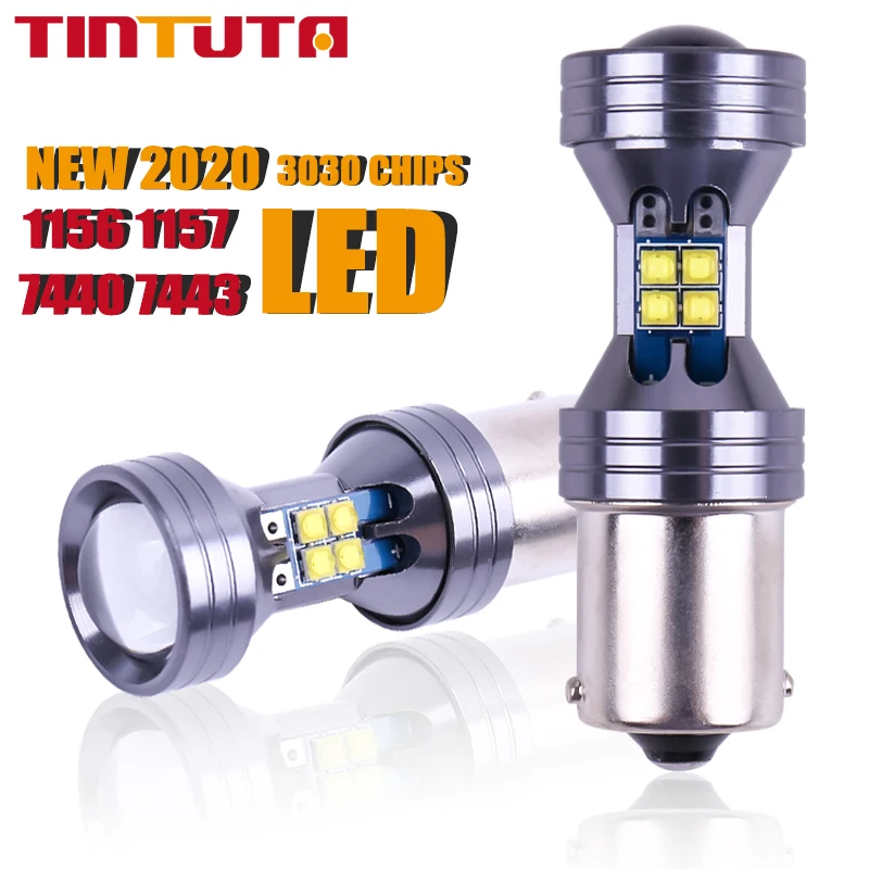

2PCS 12-24V W21W W21/5W 7440 7443 P21W led BAY15D T20 White 1300Lm Car LED Bulb P21/5W Turn Signal 1156 3030 10SMD CANBUS