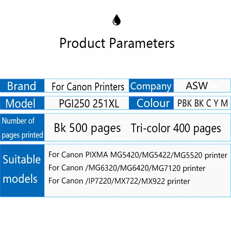 Чернильный картридж 12PK PGI250 для Canon PIxma MG6620 MX922 MG5620 MG5420 MG6320 MG6420 MG7520 MG5520