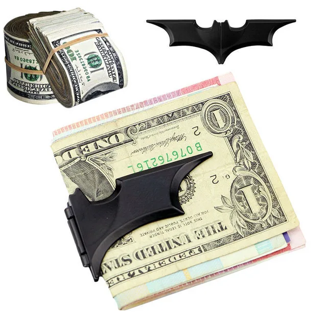 

Black Bat Money Clip Magnetic Folding Card Metal Holder Wallet Christmas Matte Black Arms Men Wallet Anime Decor Accessories