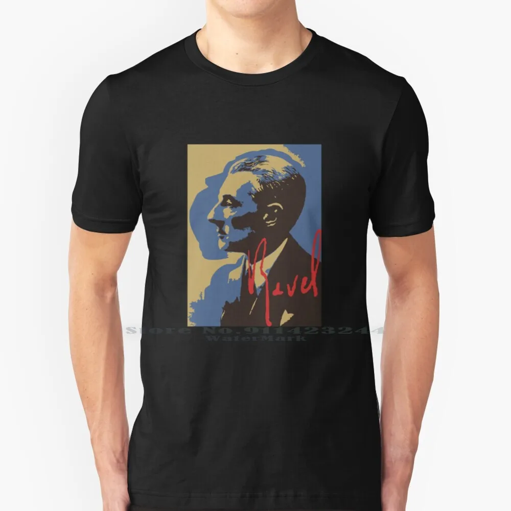 Футболка Ravel из 100% хлопка с рисунком композиторов классическая музыка синяя