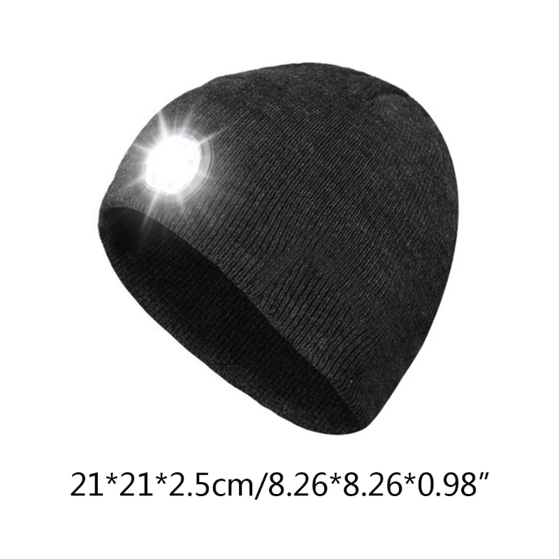 

Winter Warm Collapsible LED Night Fishing Beanie Lighting USB Rechargeable Light Up Hat Ultra Soft Multipurpose Camping