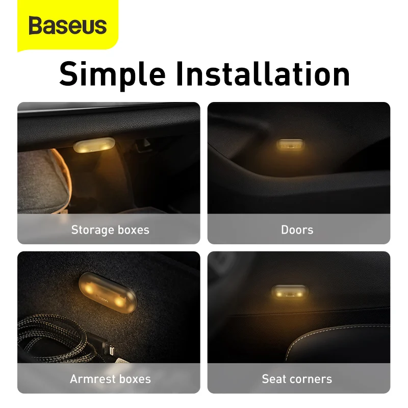 Baseus 2 шт. Портативный светодиодная вспышка светильник автомобиля мини Магнитный