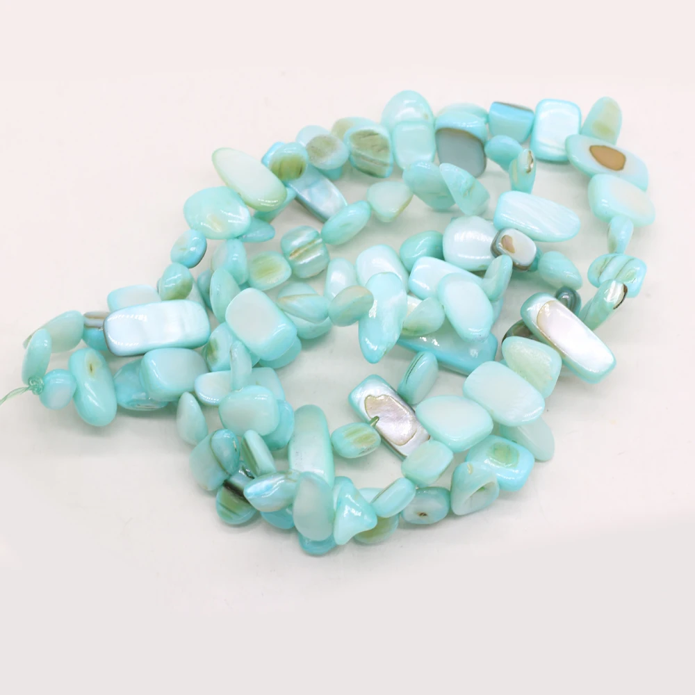

80cm New Blue Beaded Natural Shell Irregular Rectangular Temperament Beads for Jewelry Making Charm DIY Bracelet Accessories