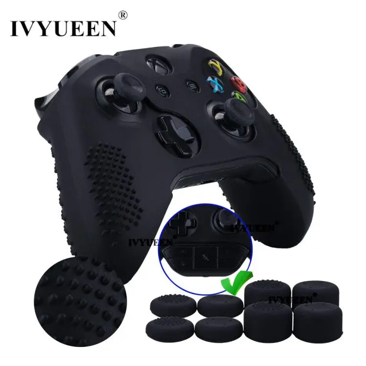 IVYUEEN силиконовой кожи для Xbox One X S контроллер Противоскользящий защитный чехол и 8 шт. аналоговые ручки Захваты дополнительная высота колпачки для большого пальца