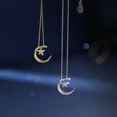 

Star Moon Necklace Women's Minority Design Sense Luxury Star Moon Pendant Clavicle Chain Fashion Joker Classic Necklace Gift.