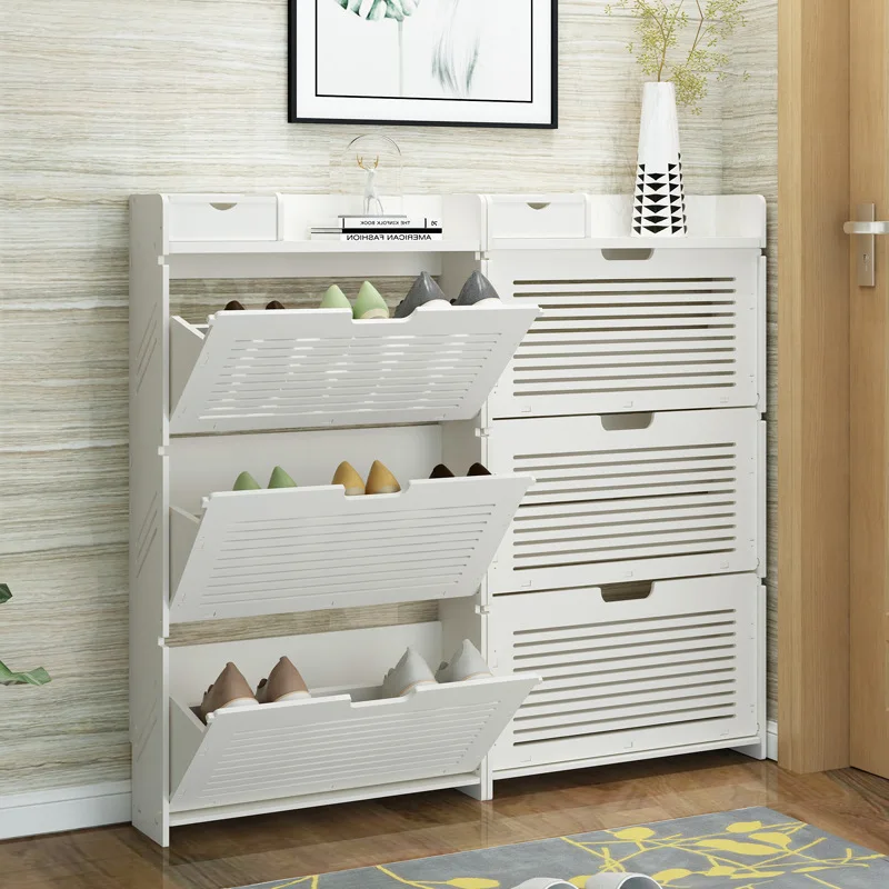 

Simple and ultra-thin tipping shoe cabinet, household door porch shoe cabinet, multi-functional shoe rack assembly to save space
