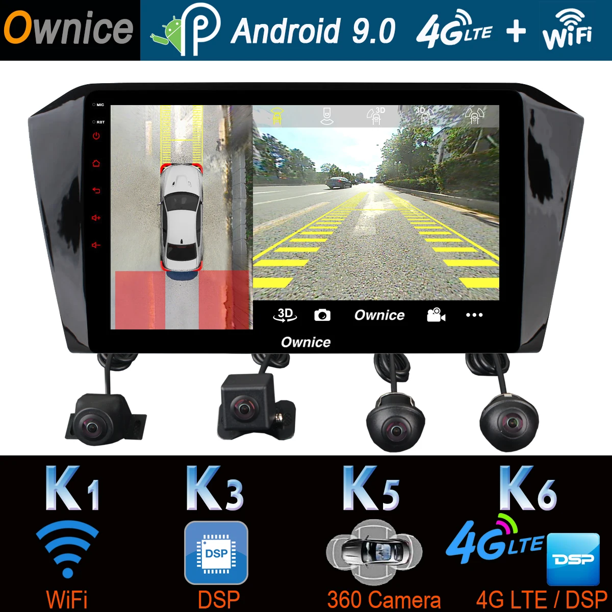 360 ° 4 ×AHD камера 4G WiFi Android 8. 0 Гб + 64 DSP SPDIF CarPlay автомобильный мультимедийный плеер
