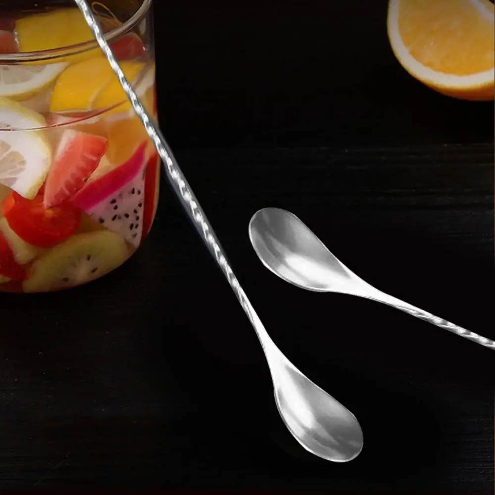 

1PCS Primary Color Stirring Spoon Stainless Steel DIY Soup Mixing Coffee Long Attractive Spiral Design Cocktail