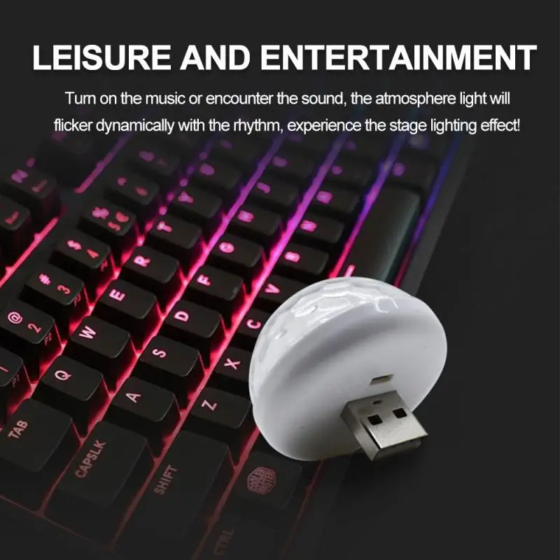 Новый светодиодный USB автомобильный атмосферный светильник DJ RGB мини цветная