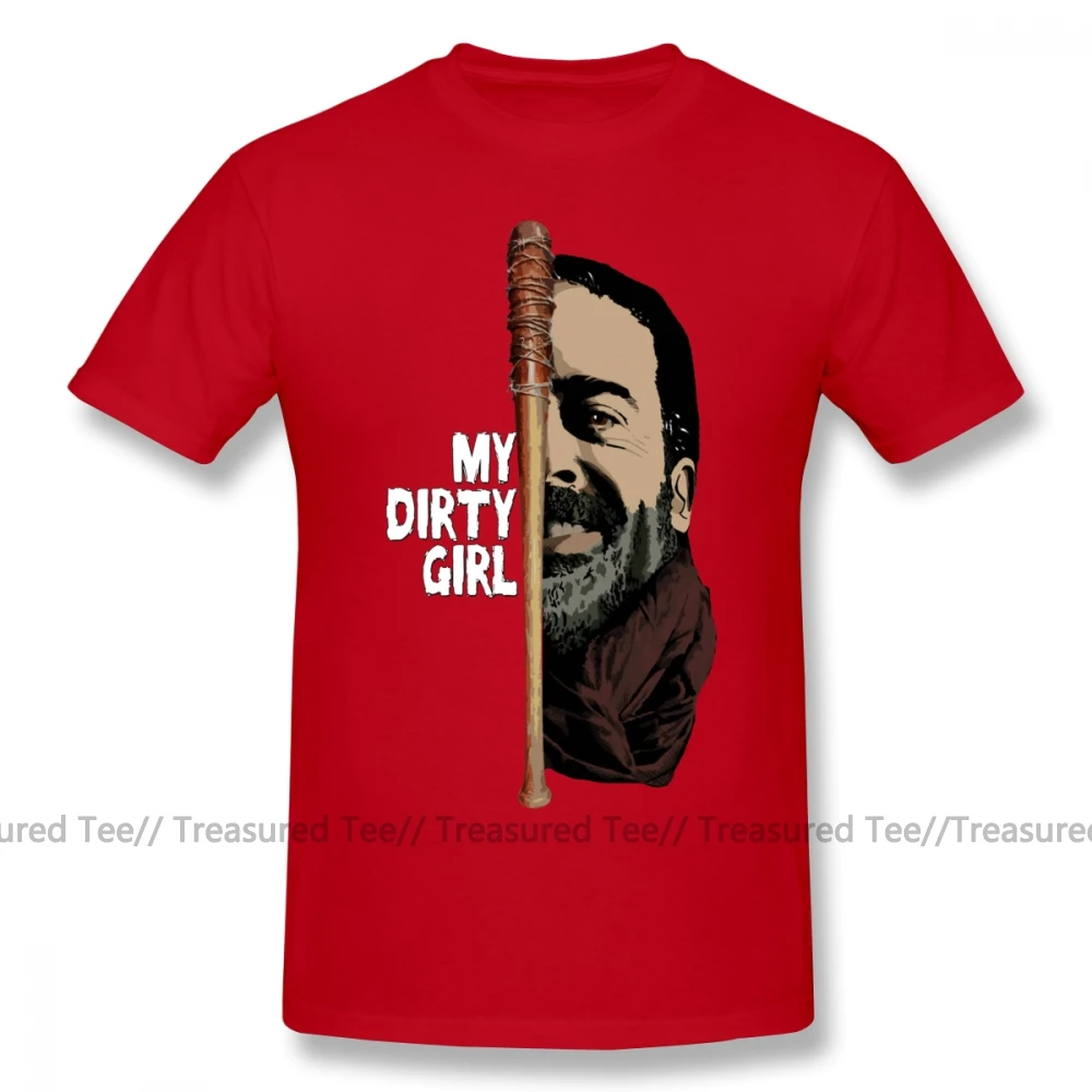Футболка Negan Look At My Dirty Girl, футболка, модная футболка с принтом, забавная, 4xl, короткий рукав, 100 хлопок, Мужская футболка - Цвет: Red
