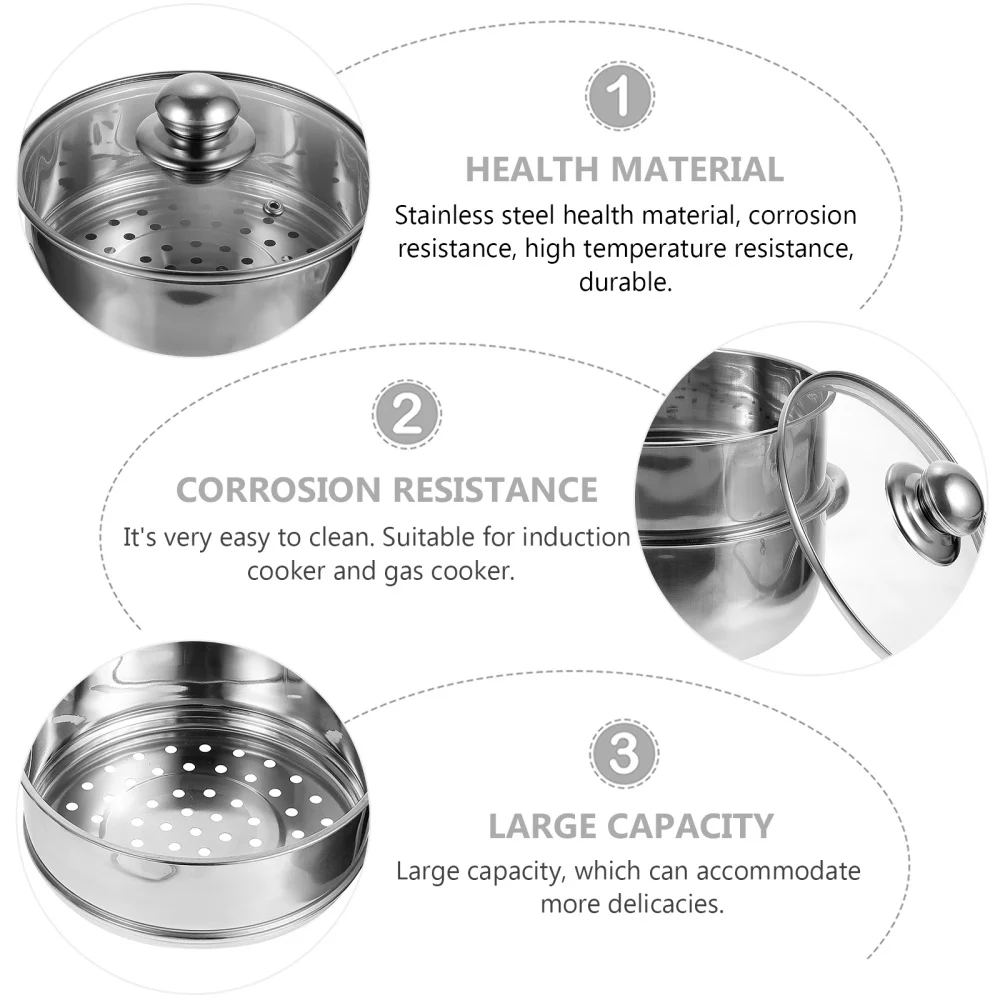

1pc Thickened Non-magnetic Stainless Steel Steamer Single-layer Soup Pot