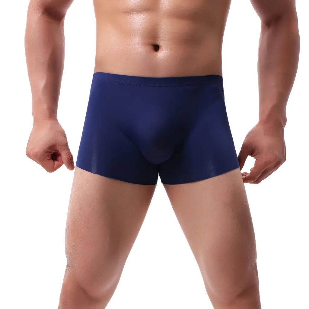 

Men's Sexy Underwear Solid Color Breathable Ice Silk Comfortable Sweat Ice Silk Seamless Boxer трусы мужские boxer underwear 50*