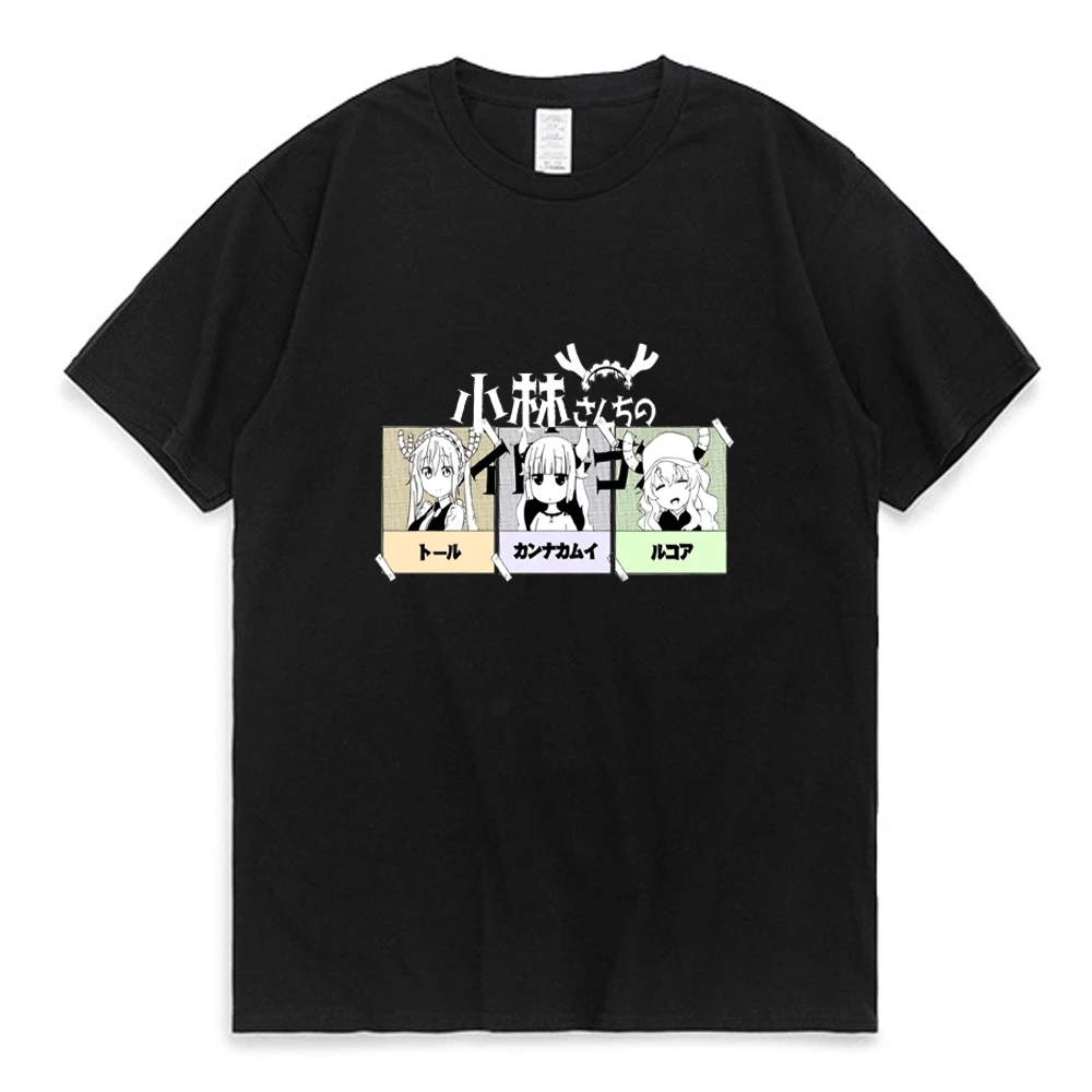 

Miss Kobayashi's Dragon Maid Logo Print T Shirt for Men's Women's Couple Fashion All-match Anime Short Sleeve Tees Shirt Male