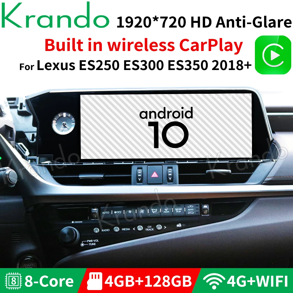

Автомобильный радиоприемник Krando Android 10,0 10,25 ''4G 128G для Lexus ES250 ES300 ES350 2019 2020, мультимедийный плеер, беспроводной Carplay NAVI