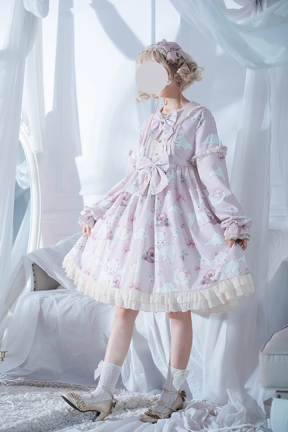 Милое Платье с принтом в стиле викторианских женщин милое готическое платье