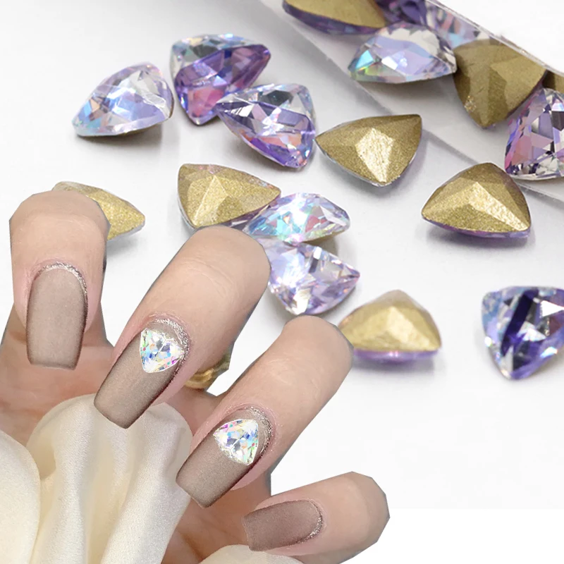 

7mm Laser Series Triangle Shaped Glitter Nail Diamond Rhinestones 10Pcs Luxury Nail Charms Korean Nail Parts Kawaii Accessories