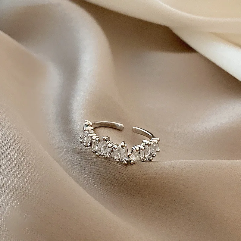 

MrZMsZ Shiny Zircon Irregular Rings For Women luxurious Adjustable Open Ring Teen Girls 2021 Trendy Gift Jewelry Accessories
