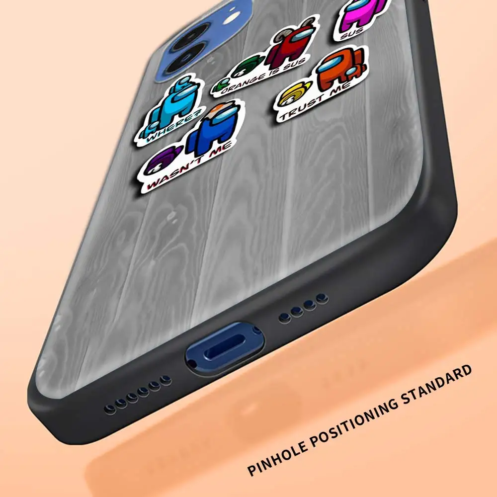 

Black Case for iPhone 7 8 SE 11 12 Pro Max 2020 Plus X XR XS MAX 12 Mini Silicone Phone Coque Fundas Among Us Game Black