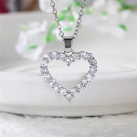 huitan fresh style girls heart necklace with shiny cubic zirconia fashionable versatile women accessories hot jewelry love gift