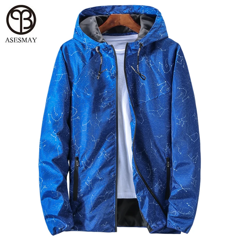 Мужская повседневная куртка Asesmay водонепроницаемая ветровка с капюшоном верхняя