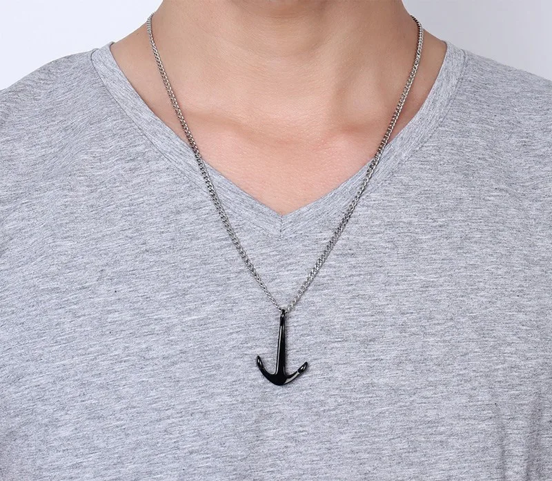 

FXM stainless steel necklace hot sell gold color top quality single women 35mm anchor gift women jewelry