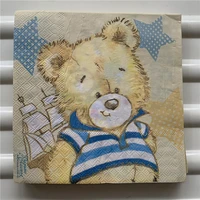 paper napkin tissue cute animal bear star handkerchief oil craft decoupage guardanapos kids girl boy birthday party serviettes