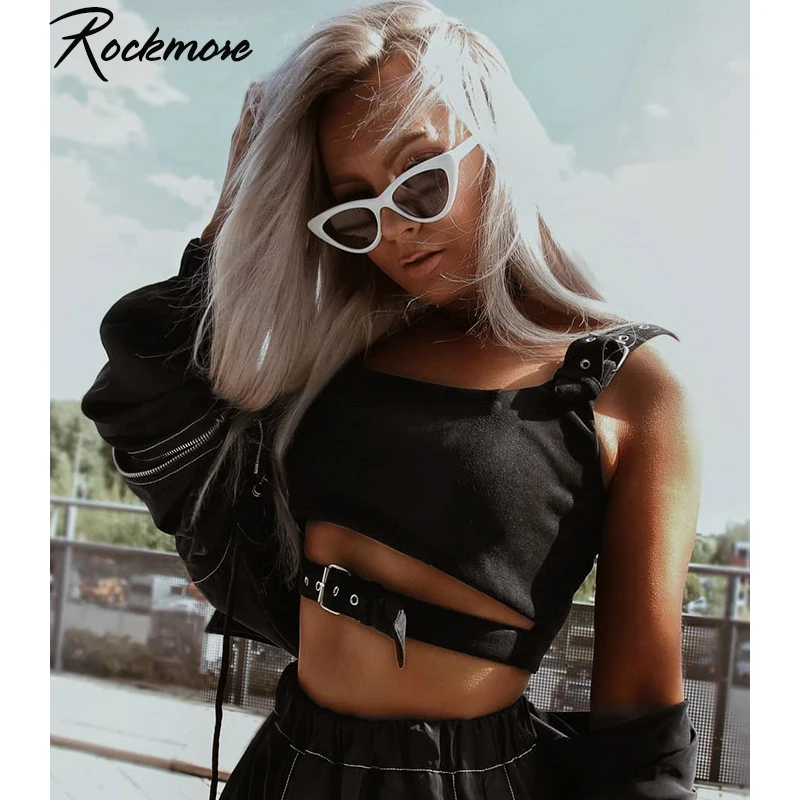 Женский топ на бретелях с бантом Rockmore белый облегающий в готическом стиле панк