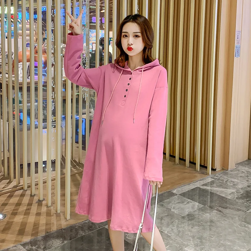 

Long Sleeve Maternity Dresses Autumn Casual Loose Hoodies Dress for Pregnant Women Pregnancy Clothes