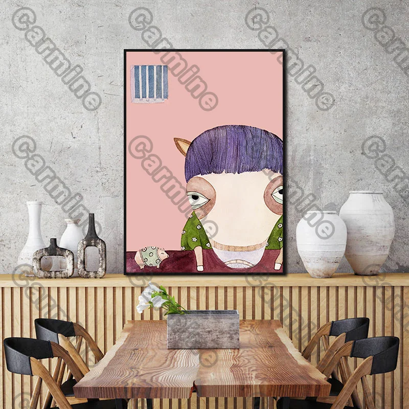 

Poster Cartoon Figure Animal Family Canvas Painting Wall Art Nature Home Decoration for Living Room and Bedroom Frameless