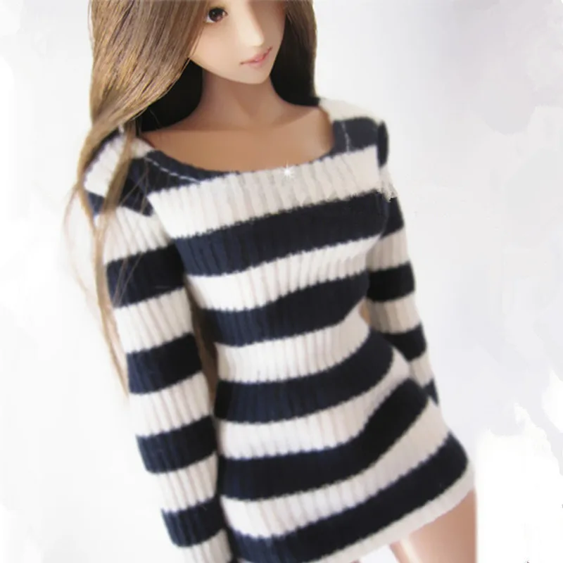 

1/6 Scale Sexy Female Clothes Stripe Mini Dress Package Hip Short skirt For 12-inch Large Chest Body