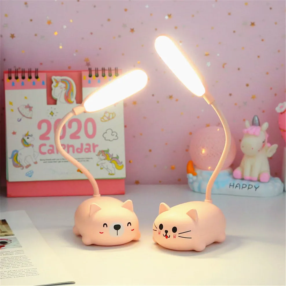 Скидка Мультяшный Кот медведь Usb заряжаемый светильник для колледжа детская спальня прикроватная Светодиодная лампа для чтения детский кабинет д...