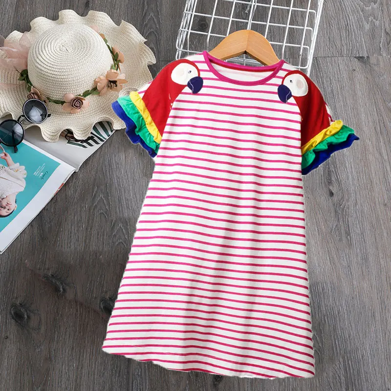 

2021 New Girls Dresses Short Sleeve Baby Girls Summer Dresses Kids Cotton Clothing Casual Dresses For 2-7 Years Children Novelty