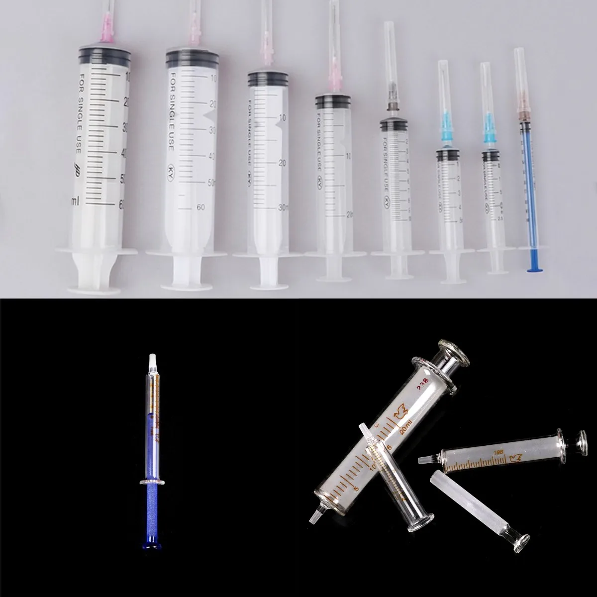

1/2/5/10/20/30/50/60ml Glass Syringes Sampler Injector Lab Glassware Tool For Ink Chemical Medicine High Quality