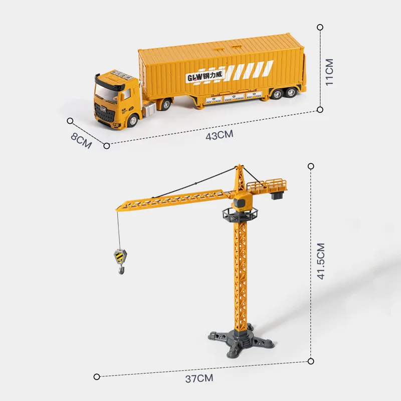 Coches de juguete de pl&aacute;stico y Metal para ni&ntilde;os, juguetes grandes para ni&ntilde;os, regalo de cumplea&ntilde;os, excavadora de aleaci&oacute;n, contenedor, camiones de construcci&oacute;n, remolque, juguetes para ni&ntilde;os-5