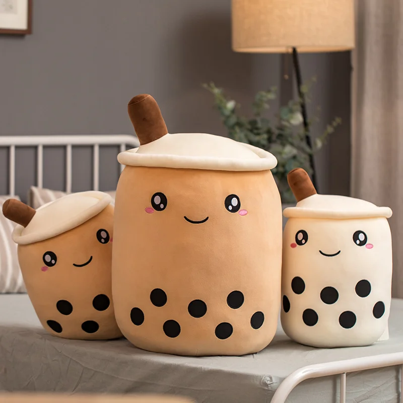 Kawai Real-Life Bubble Tea плюшевая игрушка мягкая еда чай с молоком кукла Boba чашка для