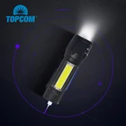 Topcom USB Перезаряжаемые светодиодная вспышка светильник встроенный Батарея мини-светильник COB + XPE LED Фонарь Портативный Масштабируемые Светильник для кемпинга