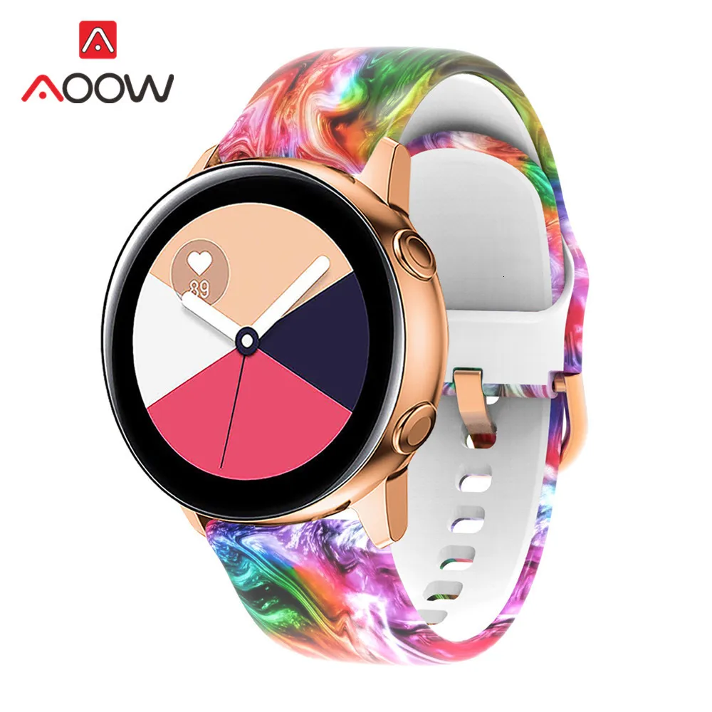 20 мм силиконовый ремешок для часов с принтом для samsung Galaxy Watch Active 42 мм gear Sport S2 Garmin Amazfit браслет ремешок Correa