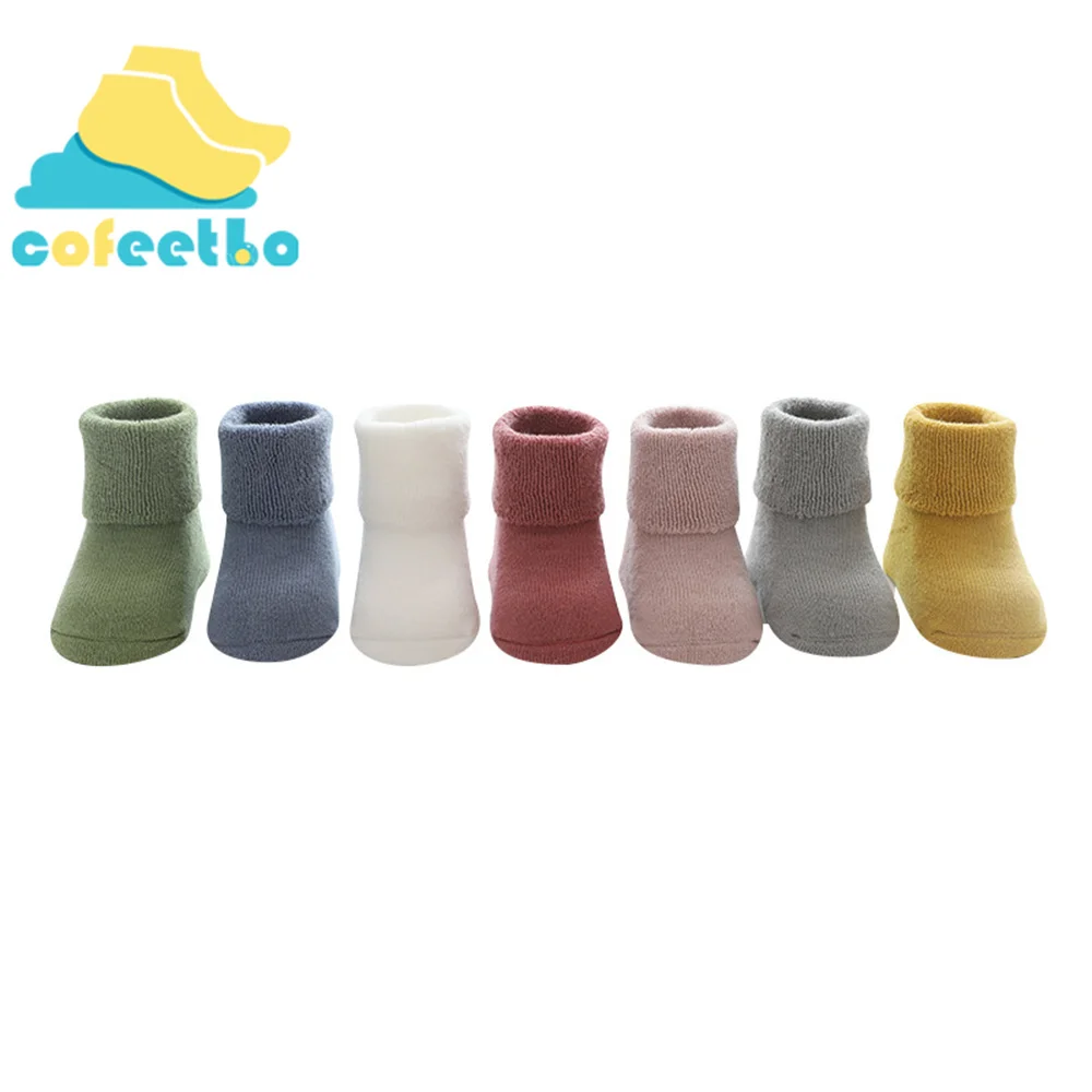 

Solid Color Thicken Baby Floor Socks Anti Slip Warm Cotton Socks for Infant Toddler Newborn Soft Skin Friendly Winter Foot Socks