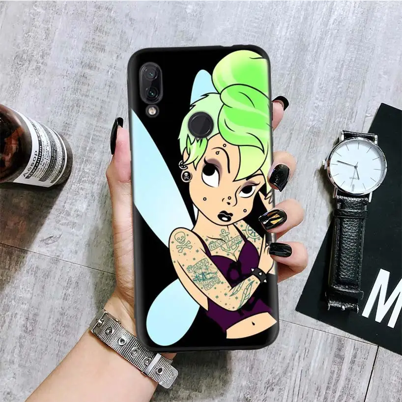 Tattoo girl princess Black Cover Phone Case for Xiaomi Redmi Note 8 7 7S 7A 6 S2 GO K20 Pro 6A Mi 6X 5X A1 CC 9 8 Coque