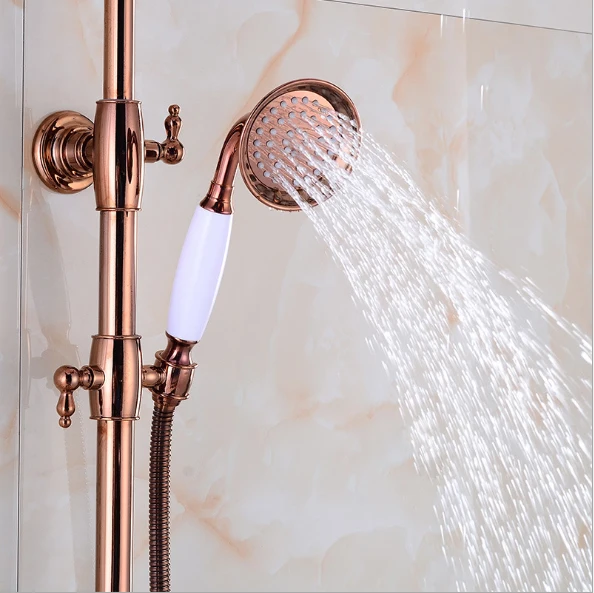 Роскошные дождевые смесители для душа настенный кран ванны и розовое золото