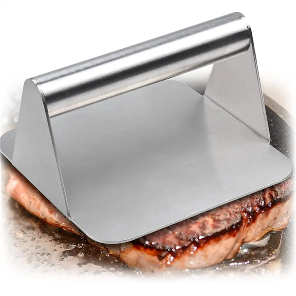 

Smooth Bacon BBQ Stainless Steel Easy To Clean Gadgets Accessories With Handle Griddle Burger Press Meat Flat Grill Kitchen
