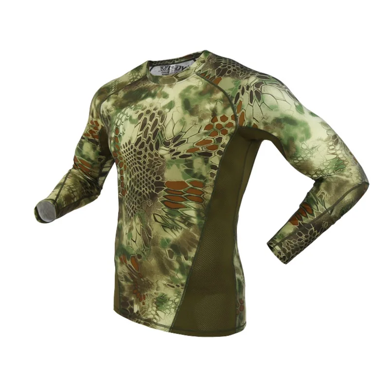 Outdoor Tactical Camouflage Quick-drying Long-sleeved Stretch Fitness Slim Top Breathable Wear-resistant Long-sleeved T-shirt