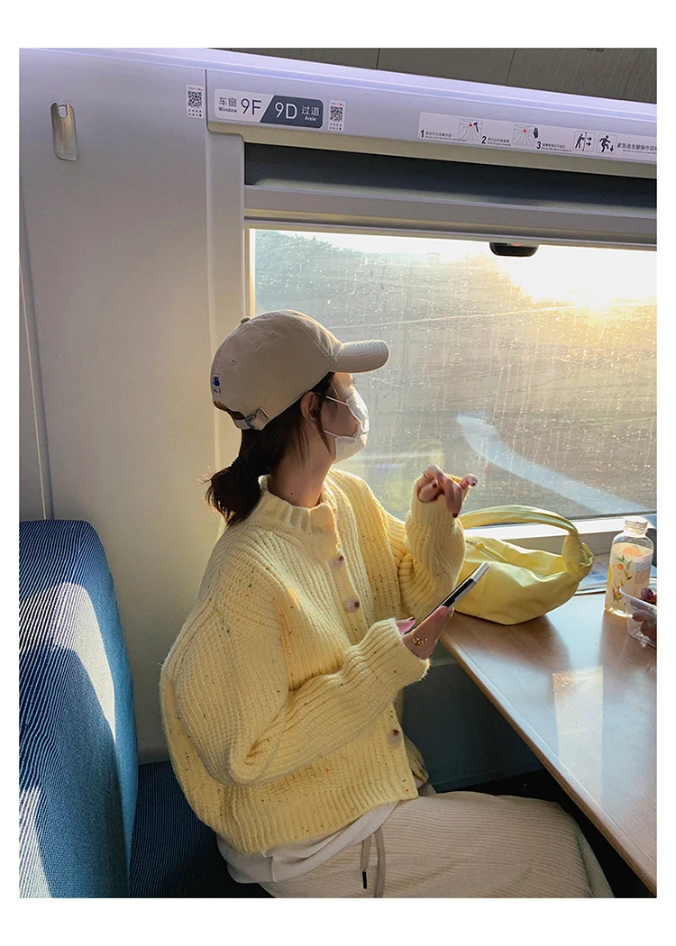 

CMAZ Soft Milk Blue Sweater Coat for Women Spring and Autumn Loose and Lazy Style Japanese Gentle Western Style Top Salt Knitted