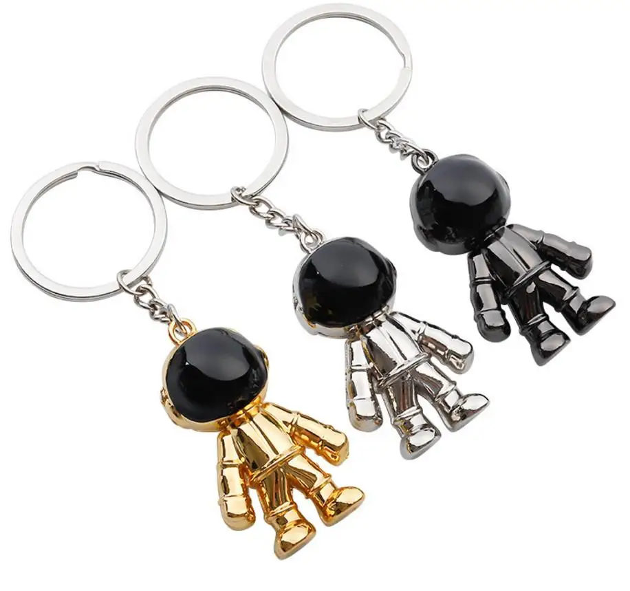 

Astronaut Keychain Pendant Creative Space Robot Keyring Alloy Car Key Holder Charms Holiday Kids Gifts Black Gold Silver 10pcs
